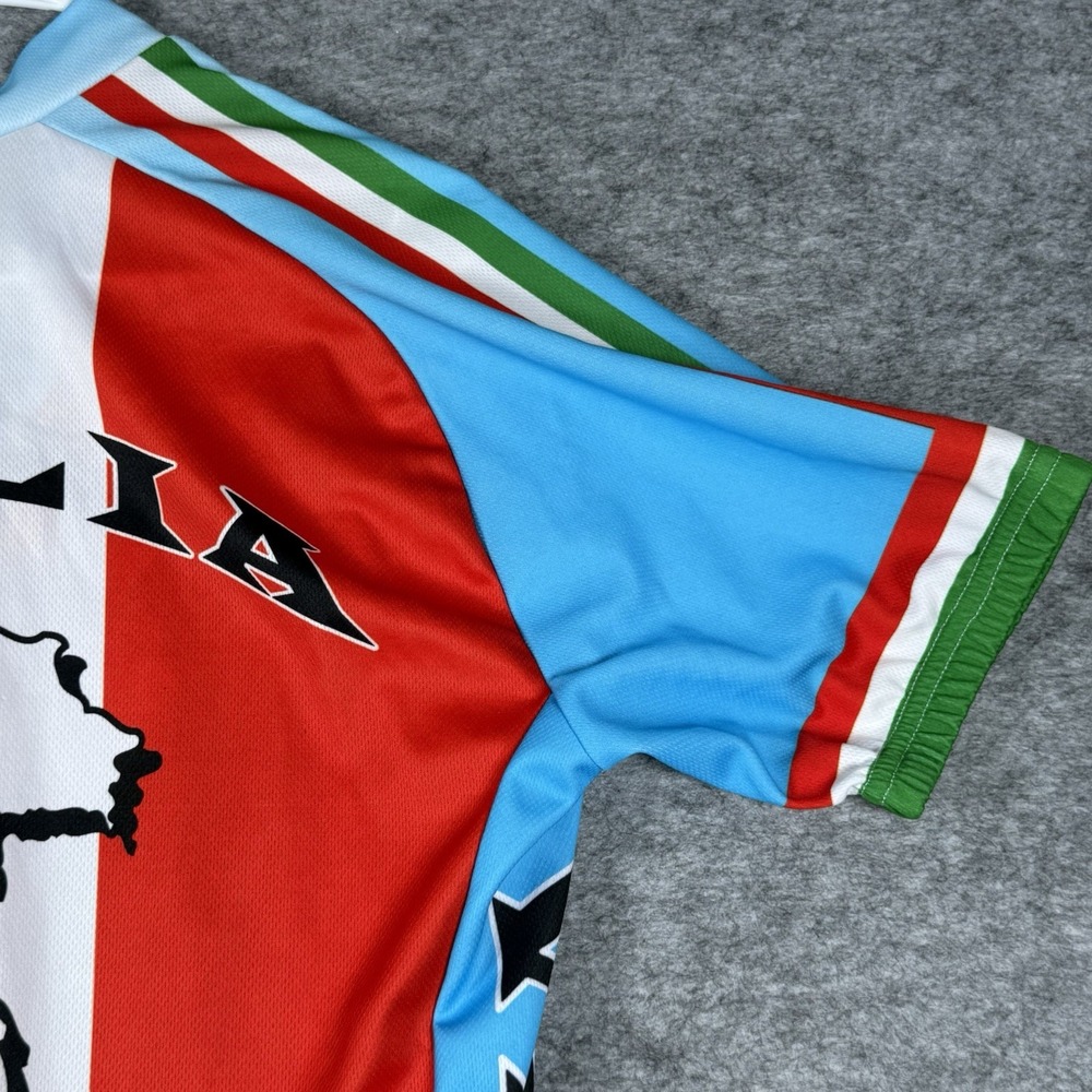 Italia Cycling Jersey Mens L Back Pockets Polyester Blue Italy Flag Print - Picture 14 of 16
